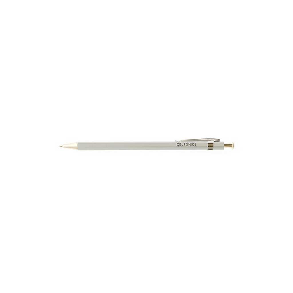 Silver pen with silver clip on a white background