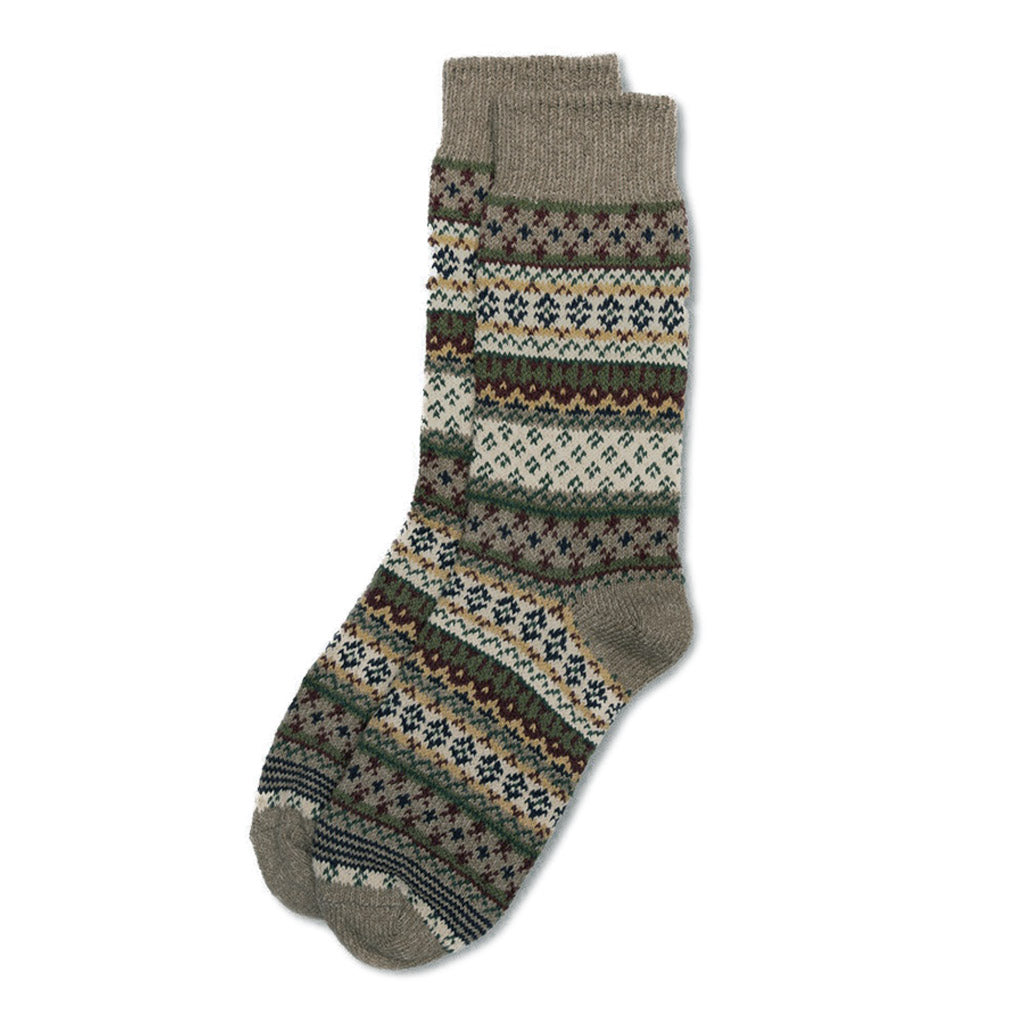 Cotton Fair Isle Socks Woodland Medium  at Boston General Store