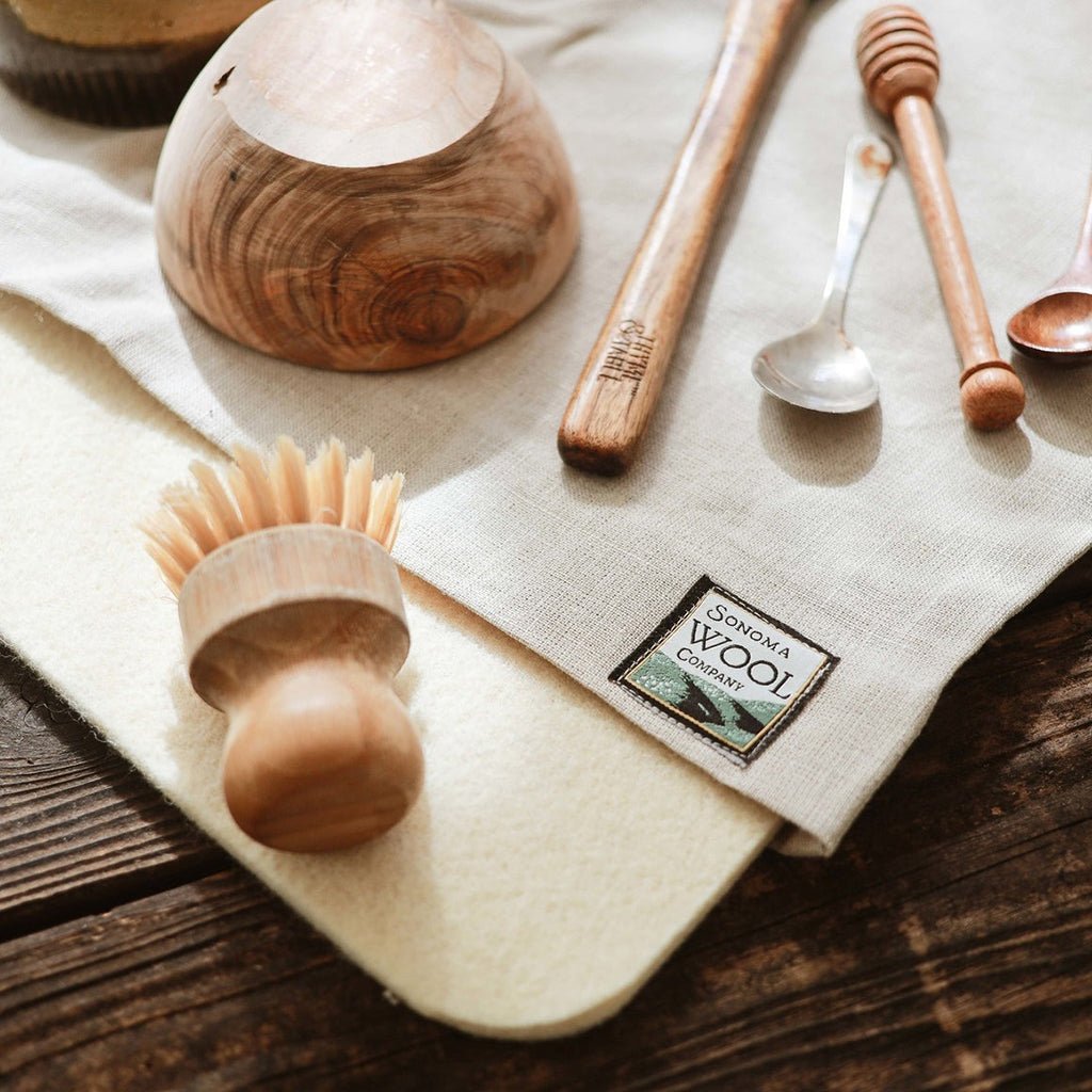 Wool Dish Drying Mat with Linen Sleeve Boston General Store
