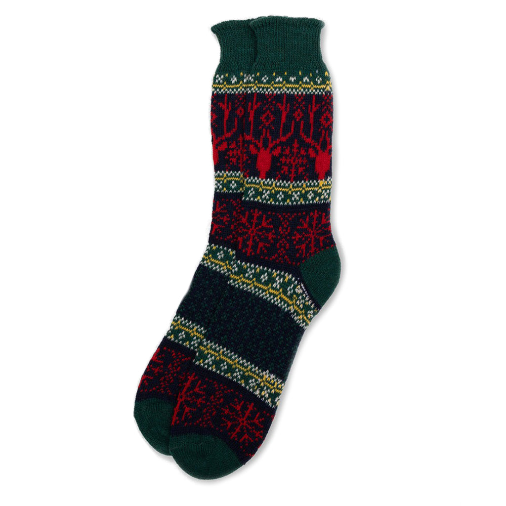 Men&#39;s Wool Fair Isle Socks Currant   at Boston General Store