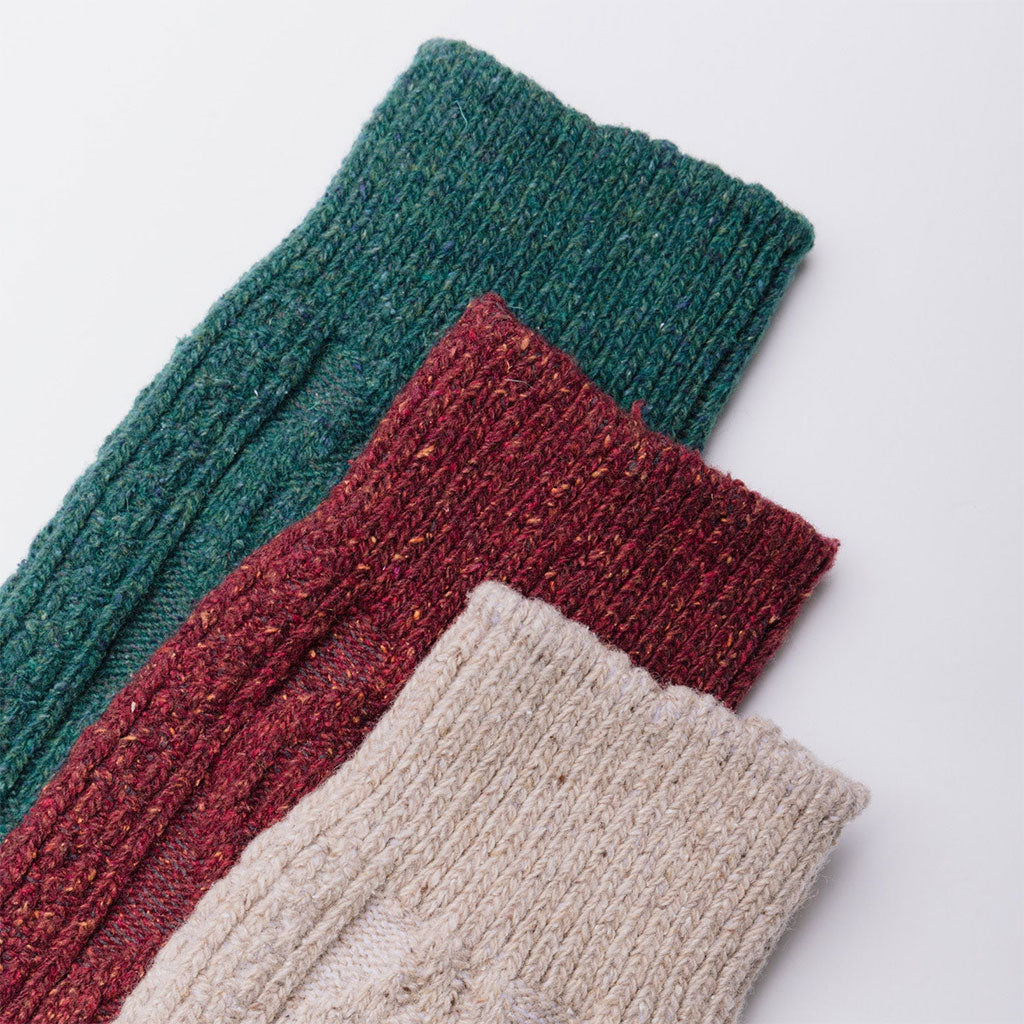 Wool and Silk Cable Knit Sock    at Boston General Store