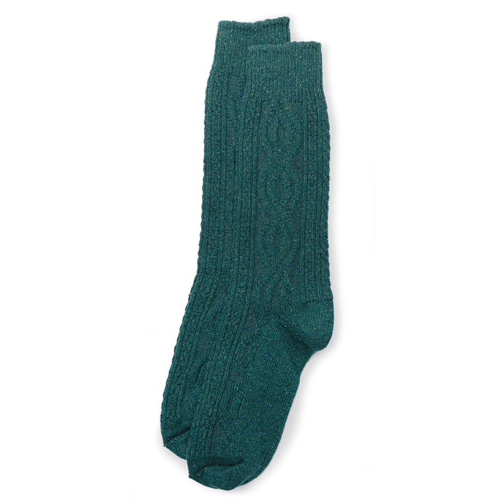 Wool and Silk Cable Knit Sock Holly Medium  at Boston General Store