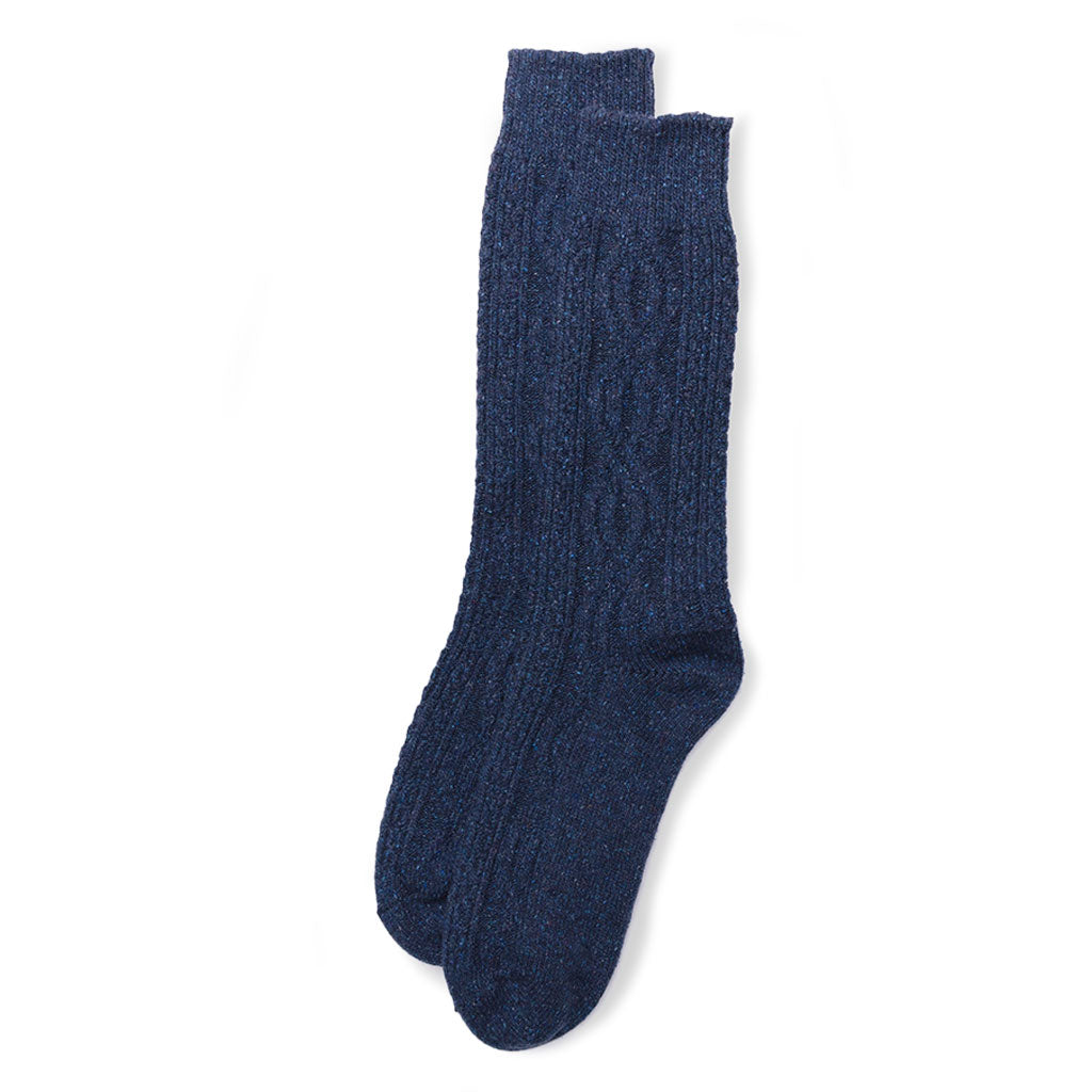 Wool and Silk Cable Knit Sock Rust Medium  at Boston General Store