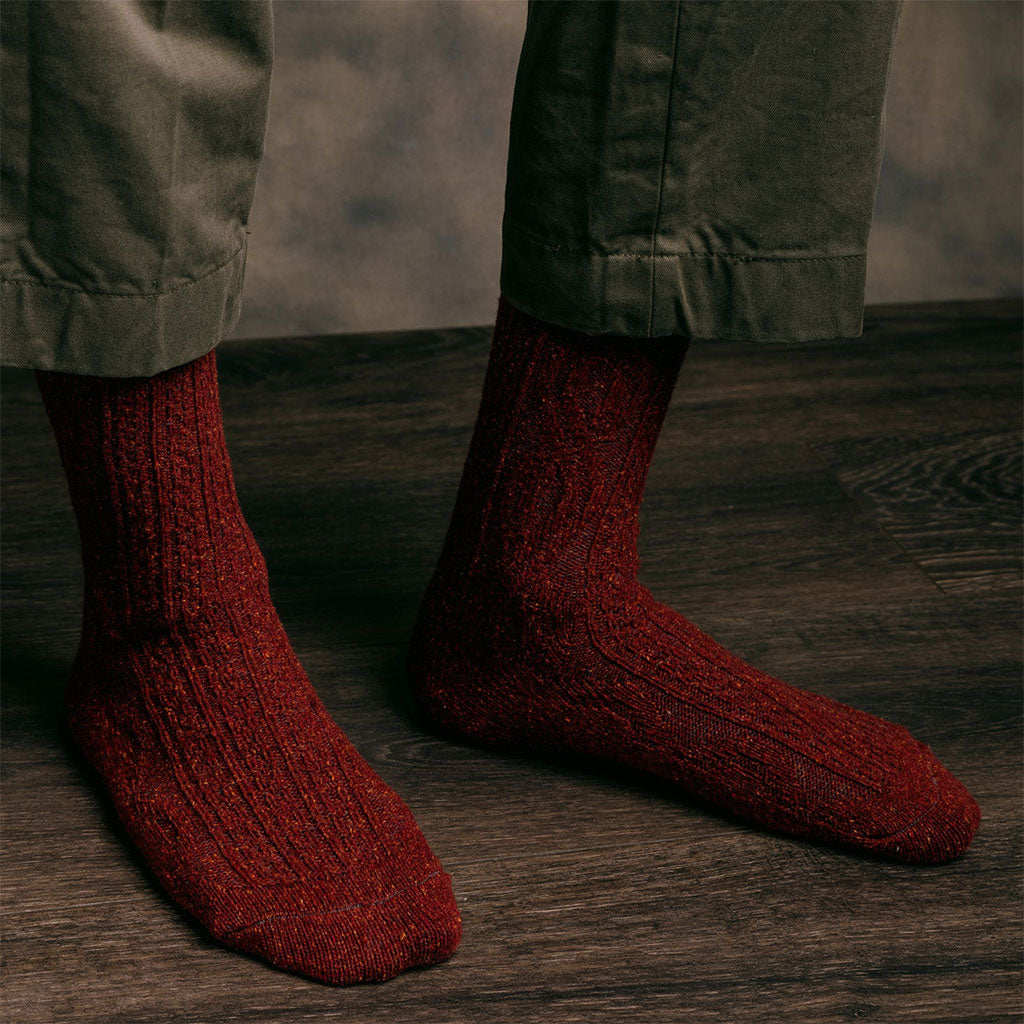 Wool and Silk Cable Knit Sock    at Boston General Store