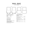 Pattern for a mail bag with measurements and fabric requirements on a white background