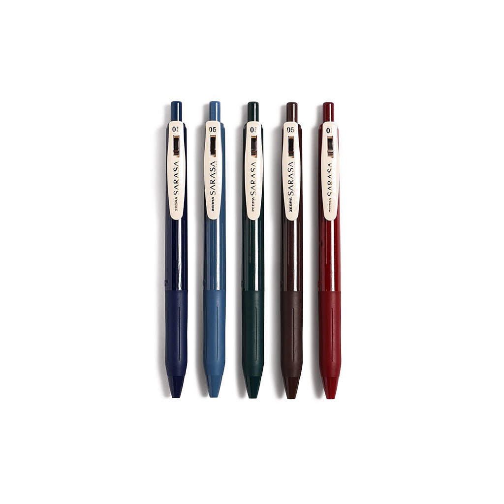 Zebra Sarasa Clip 0.5 Gel Pen, Vintage Colors - Set of 5 Boston General Store