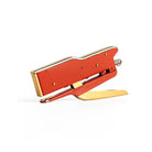 Handheld Zenith 548/E 2 stapler with a vibrant orange-red body and a gold handle
