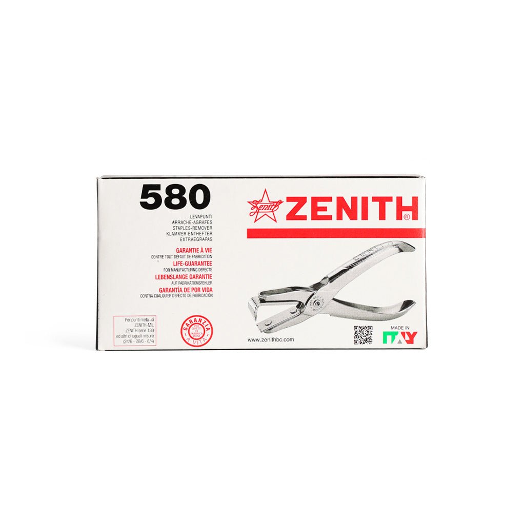 Zenith 580 staple remover packaging on white background