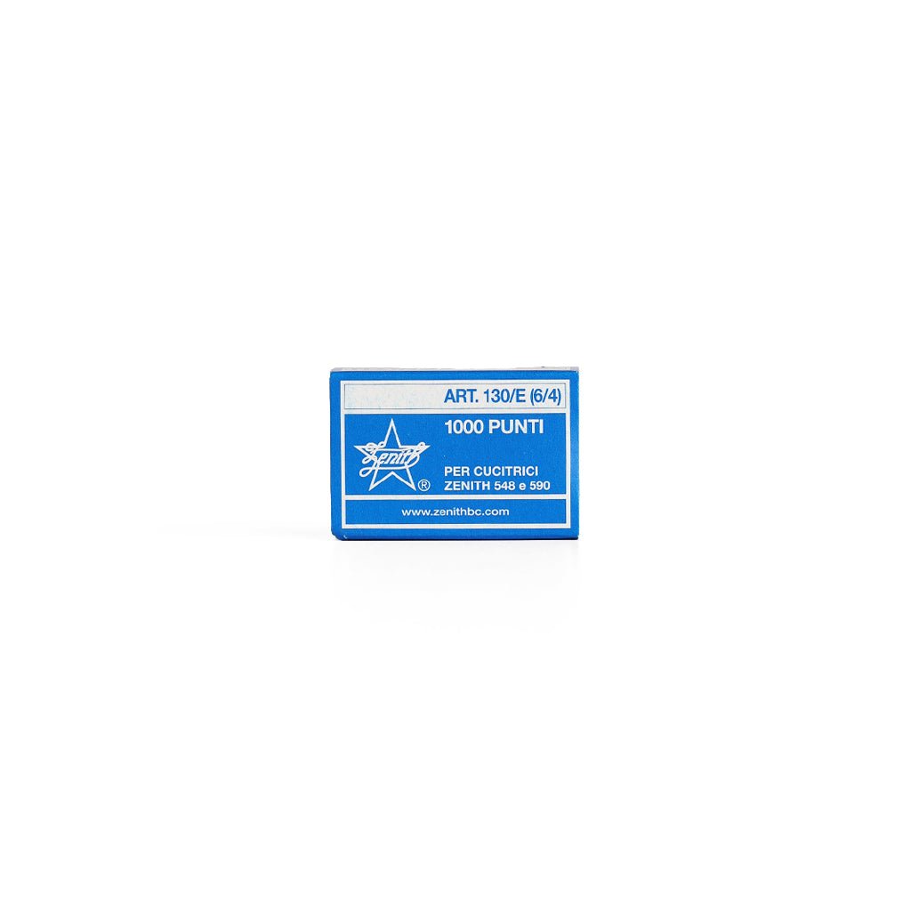 Blue box of Zenith 130/E staples on white background