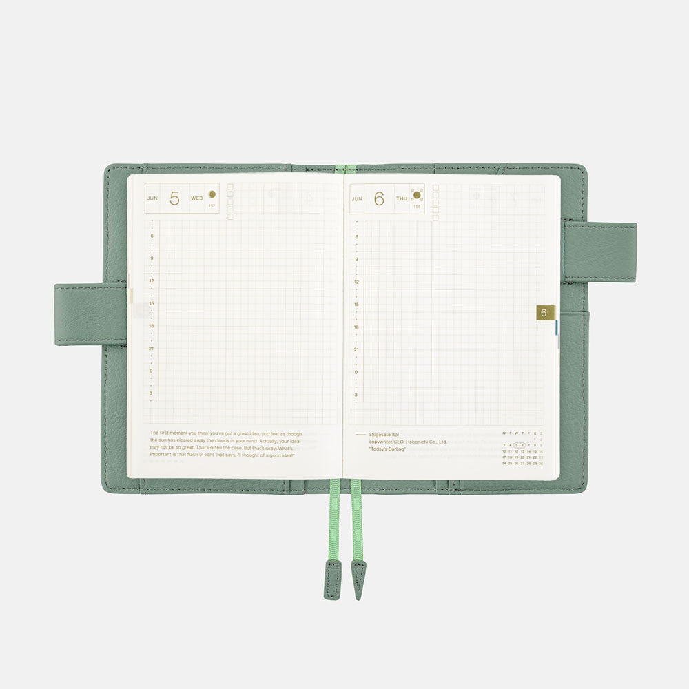 Hobonichi Techo Cover Original A6 - Leather: Water Green    at Boston General Store