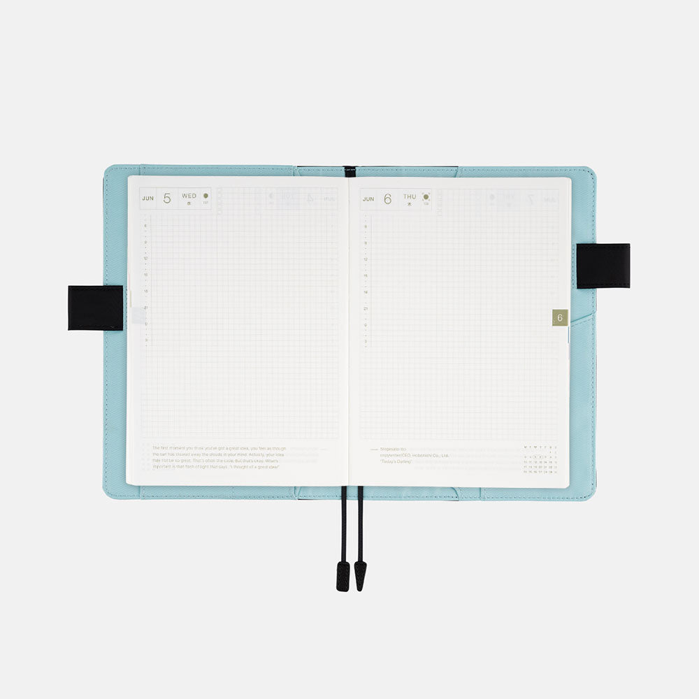 Hobonichi Techo Cover Cousin A5 - Colors: Black x Clear Blue    at Boston General Store