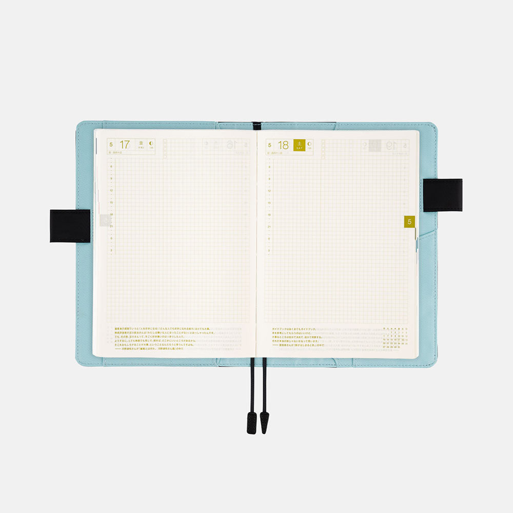 Hobonichi Techo Cover Cousin A5 - Colors: Black x Clear Blue    at Boston General Store