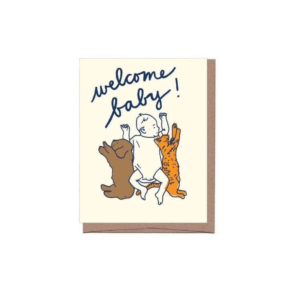 Baby + Dog + Cat New Baby Card    at Boston General Store