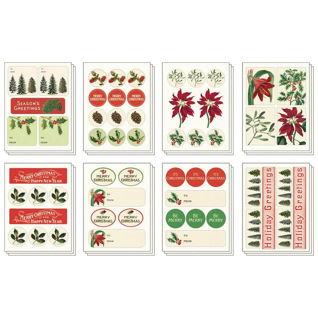 Christmas Botanical Stickers in Tin    at Boston General Store