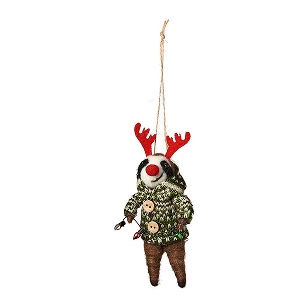 Christmas Party Animal Holiday Ornament Sloth with Lights   at Boston General Store