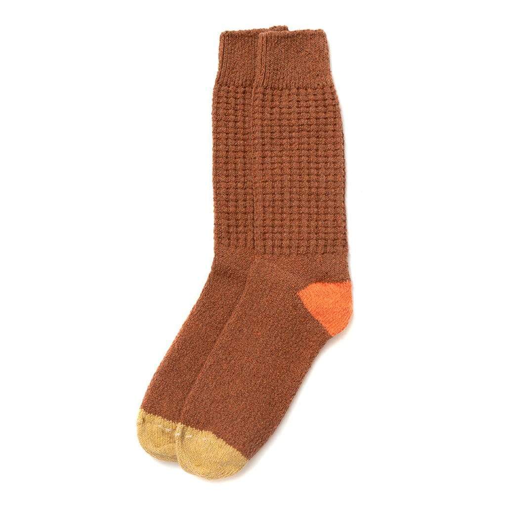 Men's Cotton Waffle Knit Socks Caramel   at Boston General Store