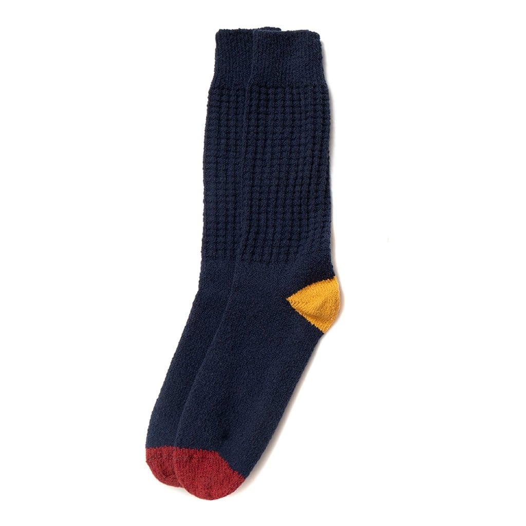 Men&#39;s Cotton Waffle Knit Socks Navy   at Boston General Store