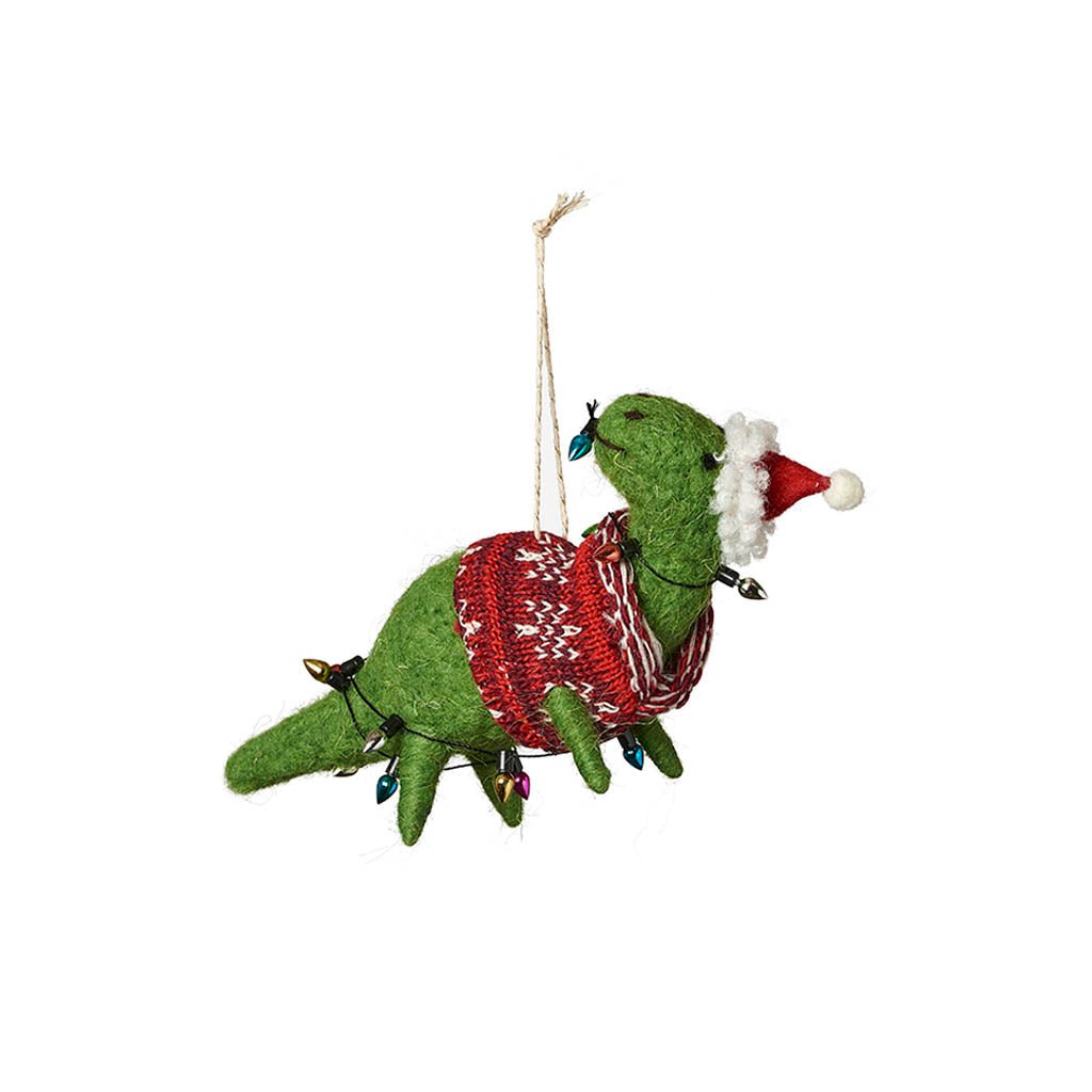 Dinosaur Holiday Ornament Dino with Holiday Lights   at Boston General Store