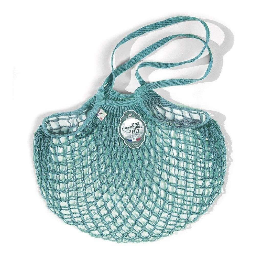 French Market Net Bag, Aqua / Short Handle