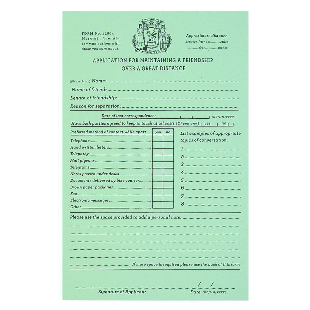 Friendship Application Card    at Boston General Store