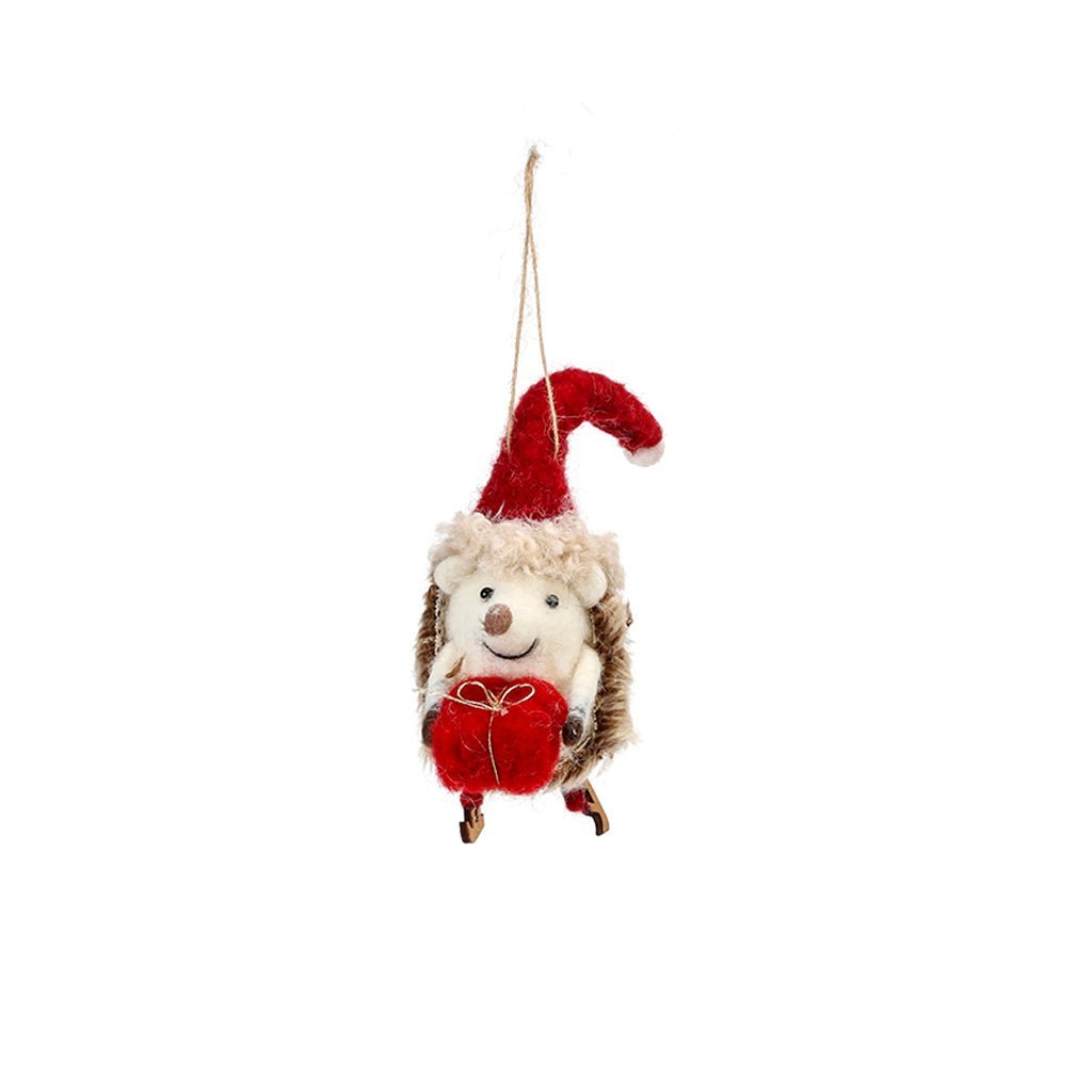 Hedgehog Holiday Ornament Hedgehog with Gift   at Boston General Store