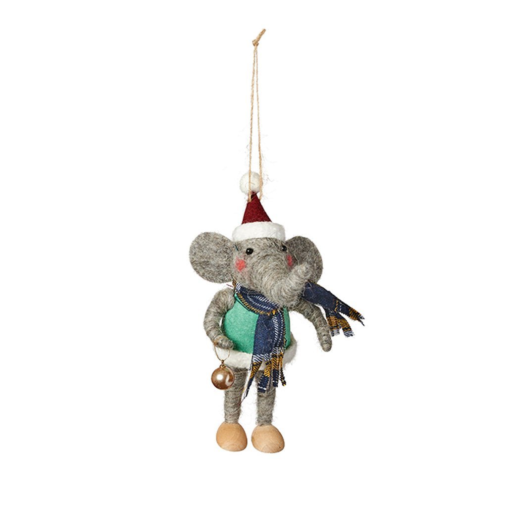 Holiday Plaid Animal Ornament Elephant with Ornament   at Boston General Store