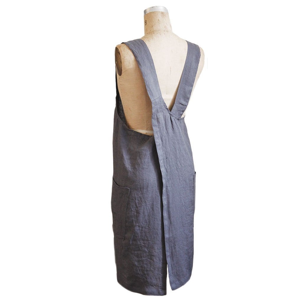 Linen Pinafore Apron S/M Charcoal  at Boston General Store