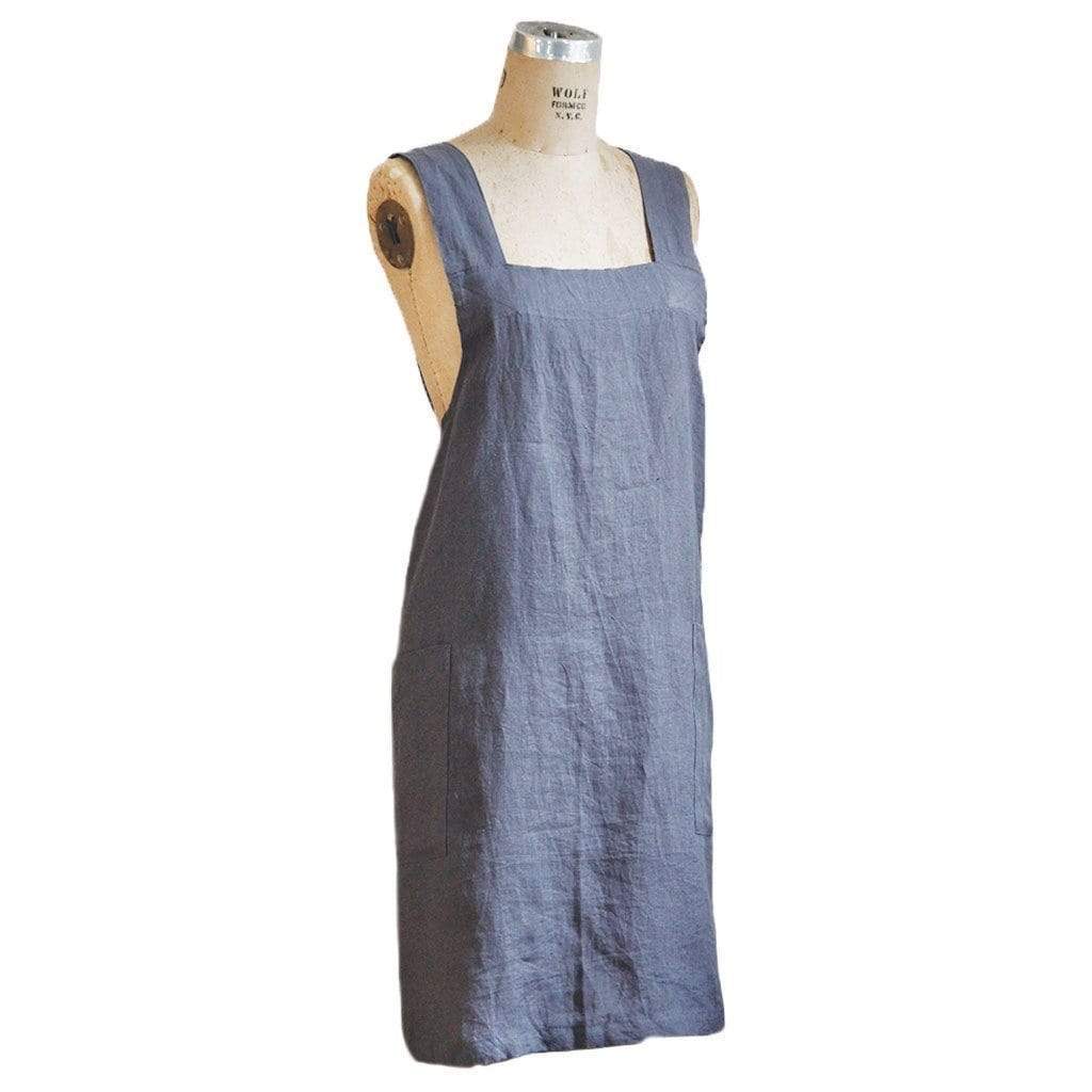 Linen Pinafore Apron S/M Charcoal  at Boston General Store