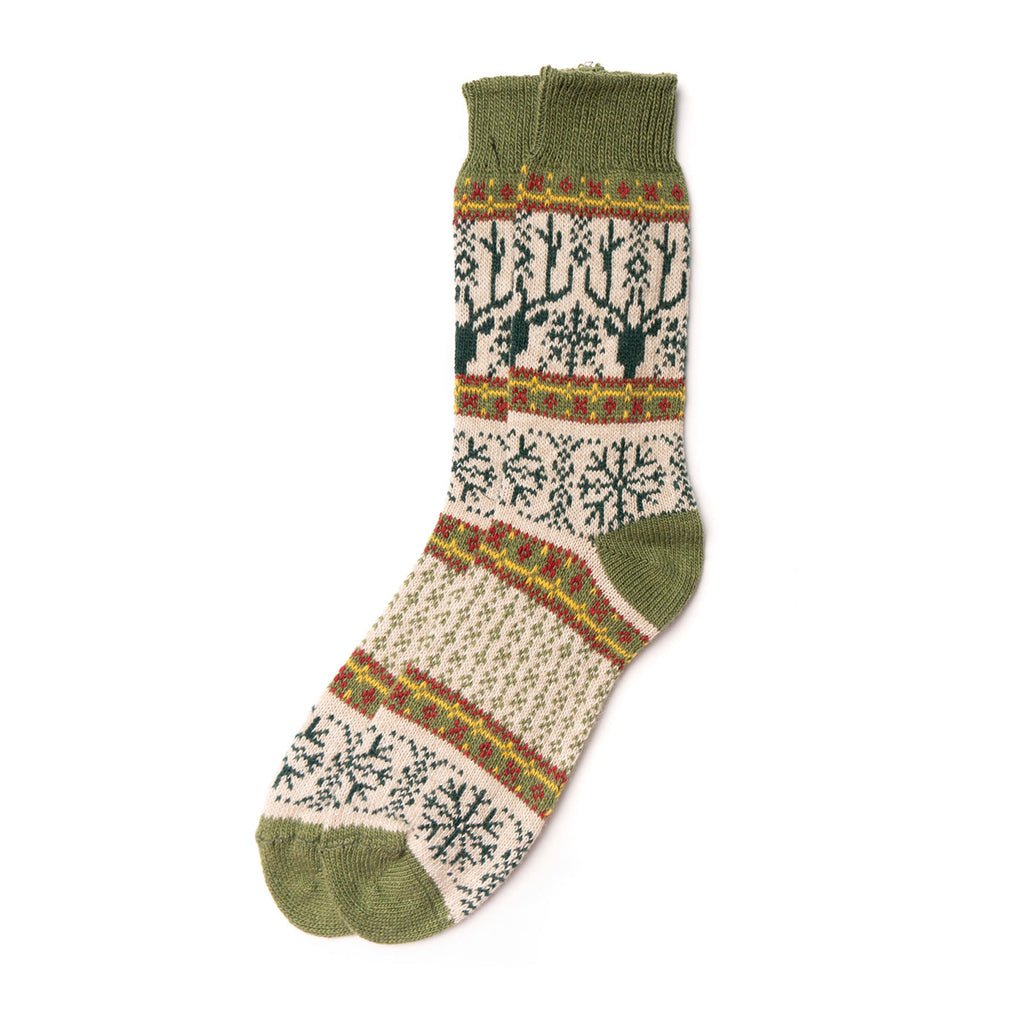 Men&#39;s Wool Fair Isle Socks Olive   at Boston General Store