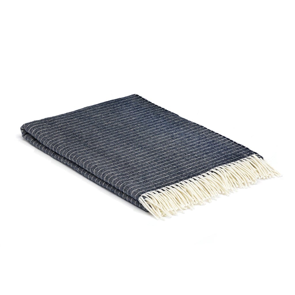 Navy Dash Lambswool Blanket    at Boston General Store