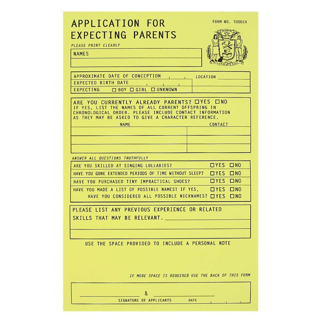 Parents Application Card    at Boston General Store