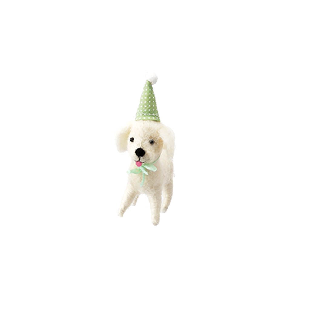 Party Dog Holiday Ornament White Dog + Mint Hat   at Boston General Store