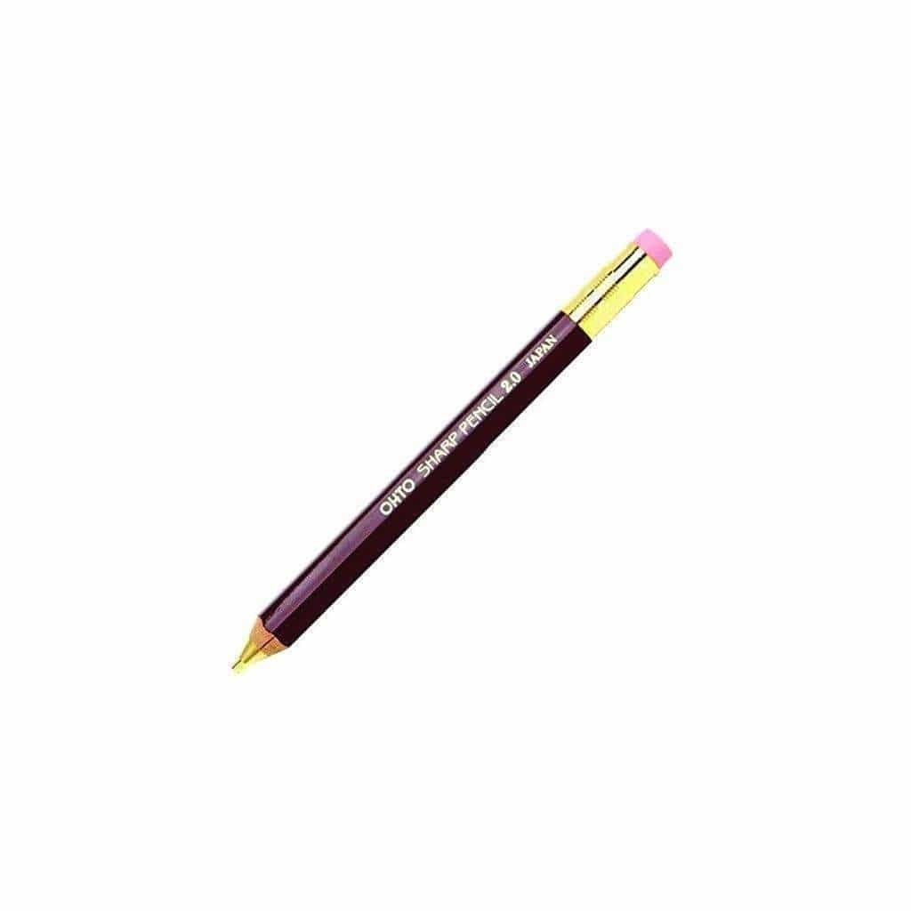 Refillable Mechanical Sharp Pencil 2.0 with Eraser Deep Red   at Boston General Store