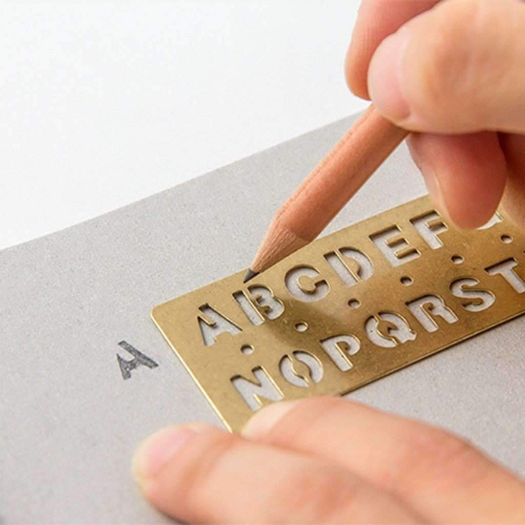 Traveler&#39;s Brass Template Bookmark - Alphabet    at Boston General Store