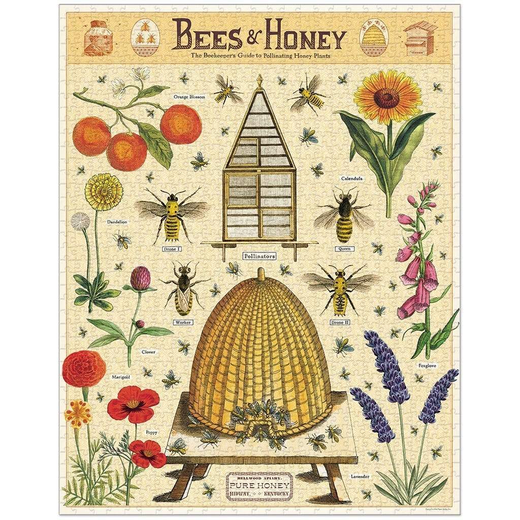 Vintage Themed Puzzles Bees + Honey   at Boston General Store