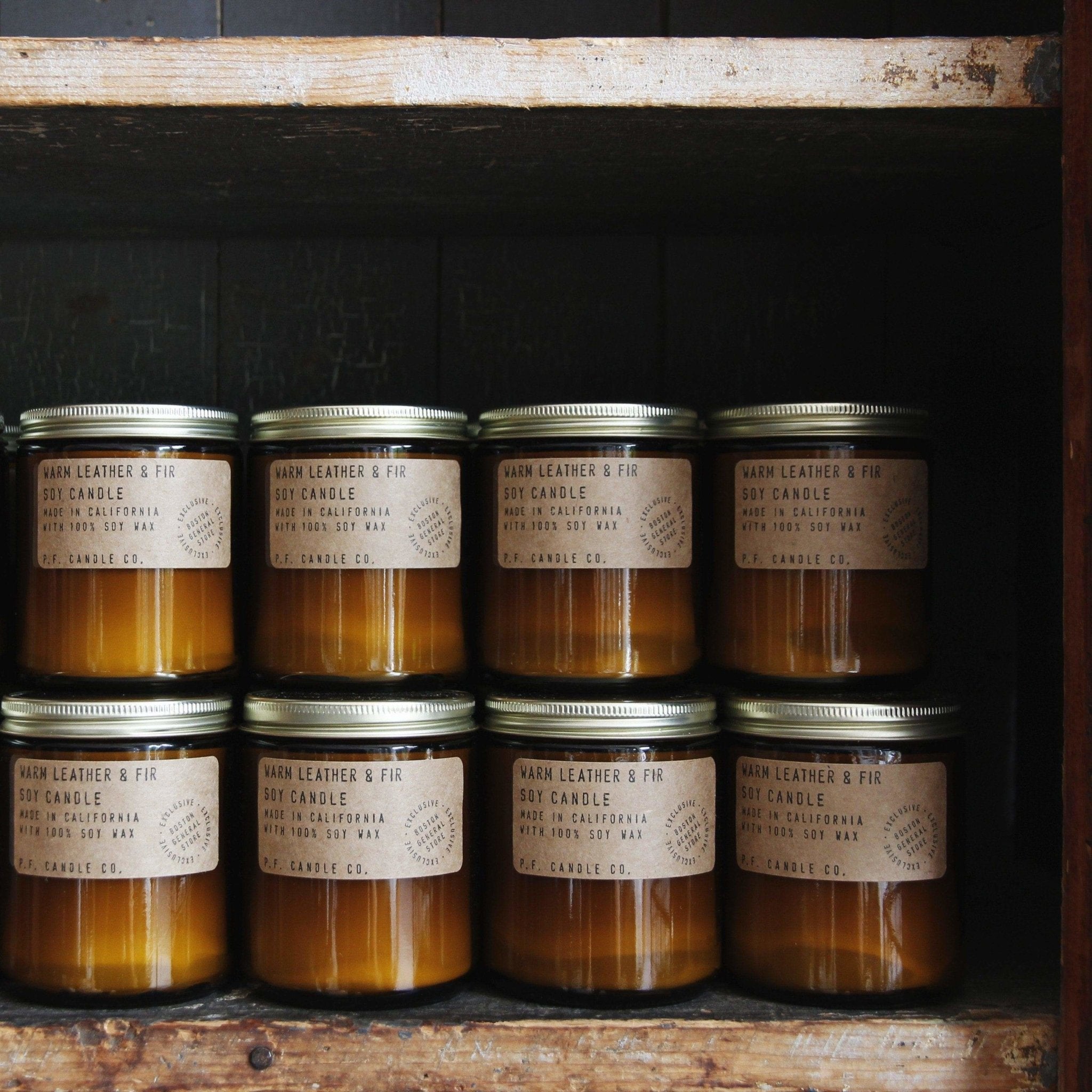 Warm Leather + Fir Soy Candle Boston General Store