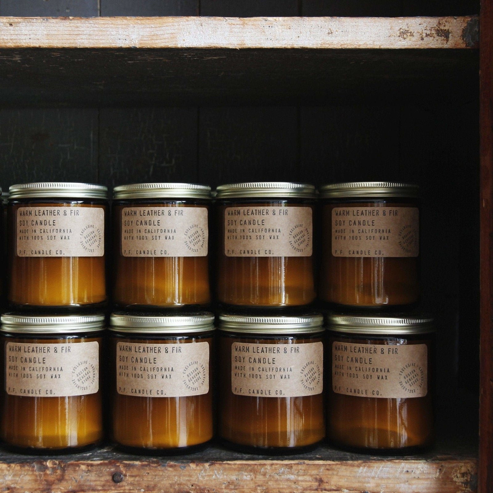 Warm Leather + Fir Soy Candle Boston General Store