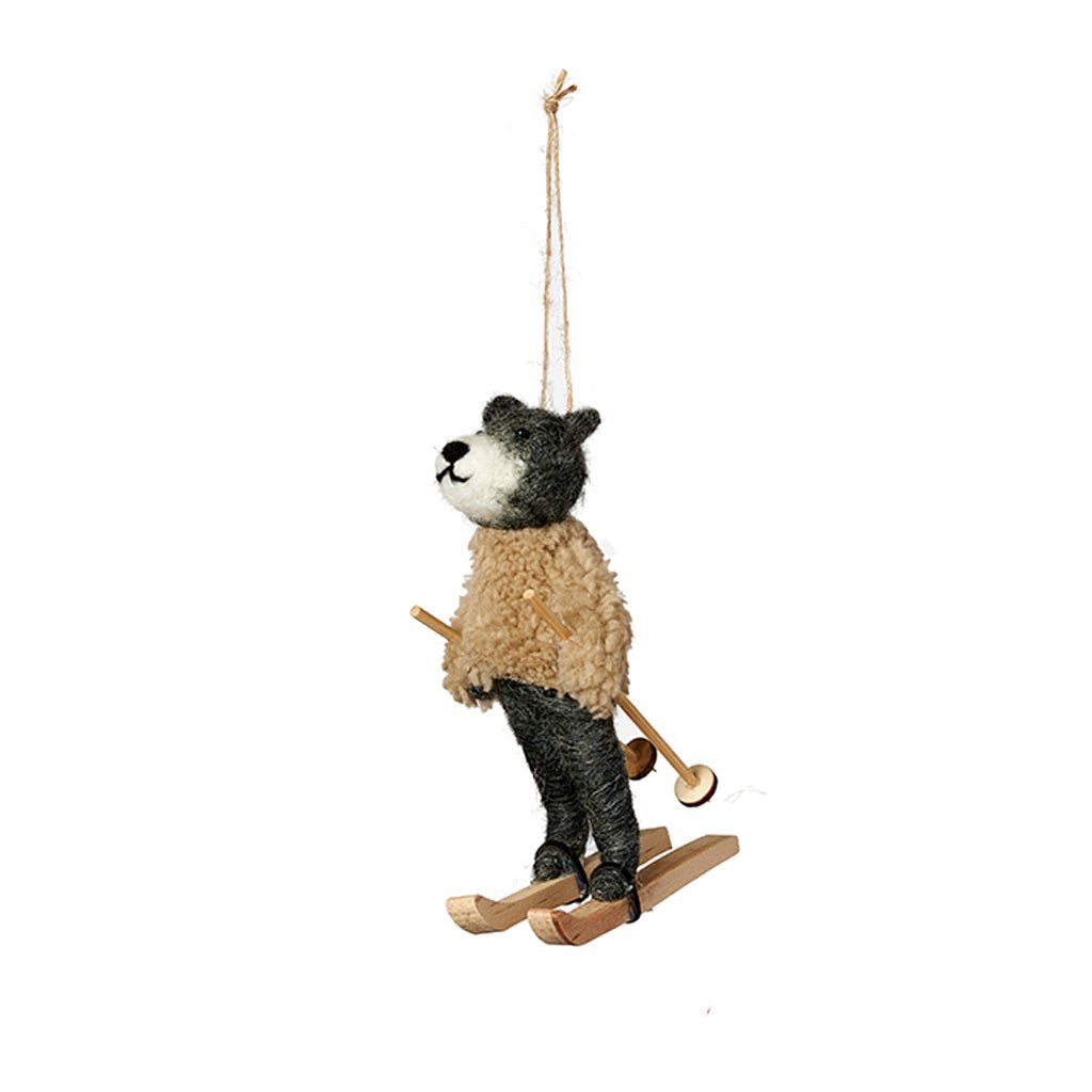 Winter Sport Animal Holiday Ornament Bear on Skis   at Boston General Store