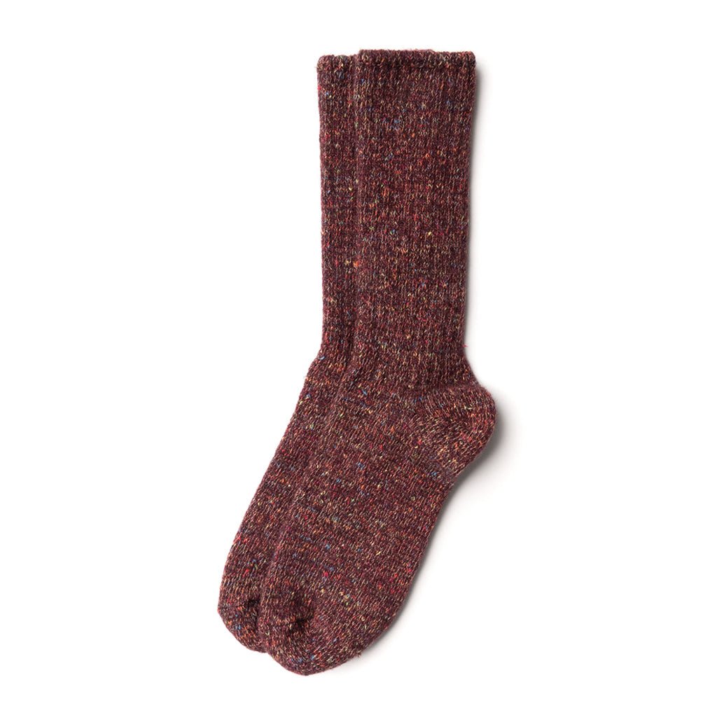 Women&#39;s Wool Flecked Boot Socks Burgundy   at Boston General Store