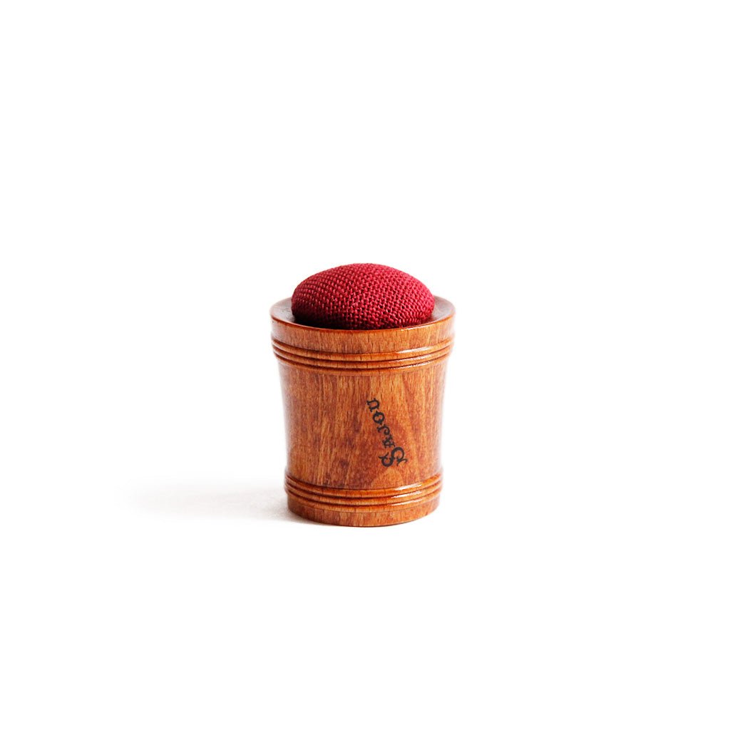 Wooden Pin Cushion Dark Red   at Boston General Store